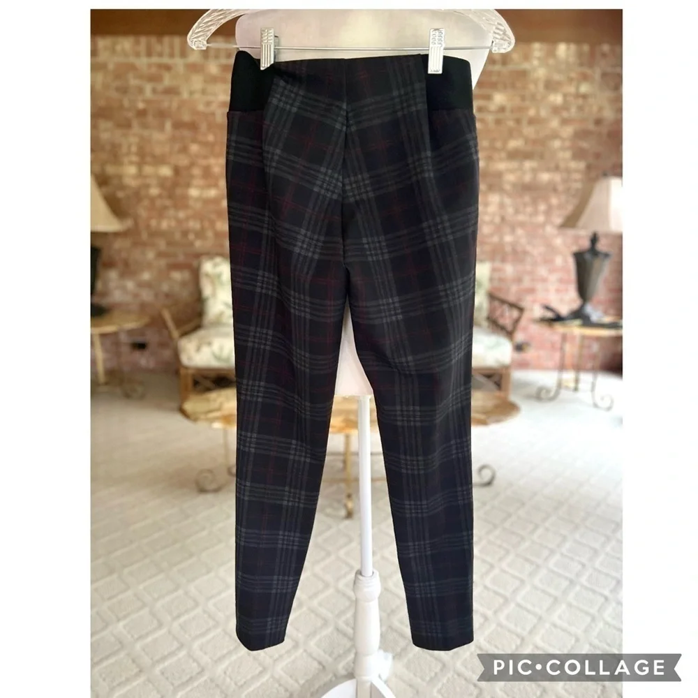 William Rast  Plaid Black Grey Red Ponte Knit Leggings S (Jrs) Preppy Chic